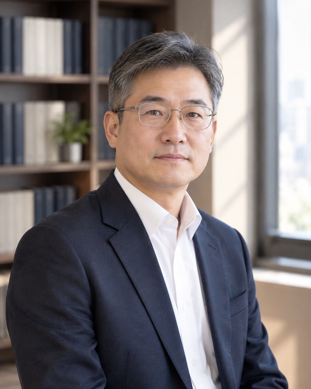 남색 정장 차림의 윤재석