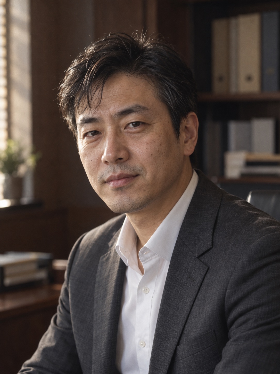 사무실에서 찍은 직원의 상반신 사진