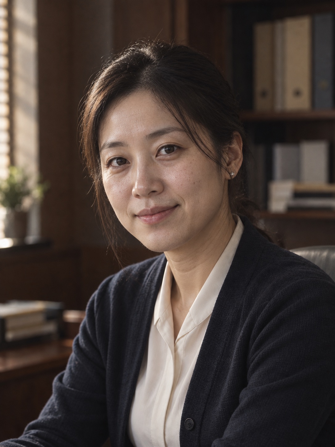 사무실에서 찍은 직원의 상반신 사진